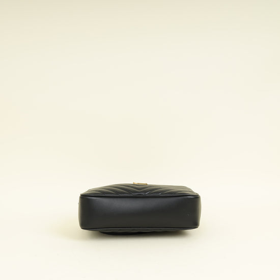 YSL Black Chevron Lou Camera Crossbody Bag