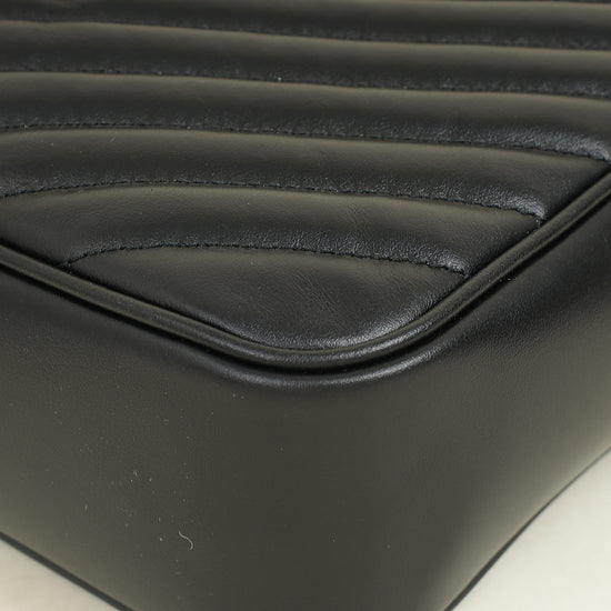 YSL Black Chevron Lou Camera Crossbody Bag