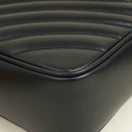 YSL Black Chevron Lou Camera Crossbody Bag