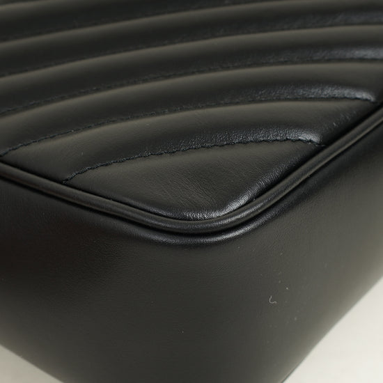 YSL Black Chevron Lou Camera Crossbody Bag