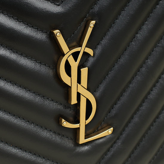 YSL Black Chevron Lou Camera Crossbody Bag