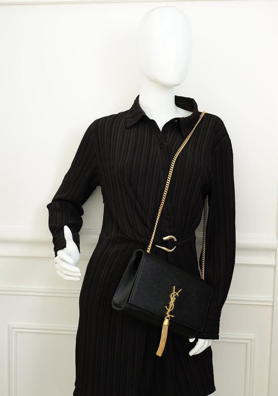 YSL Black Kate Tassel Medium Shoulder Bag