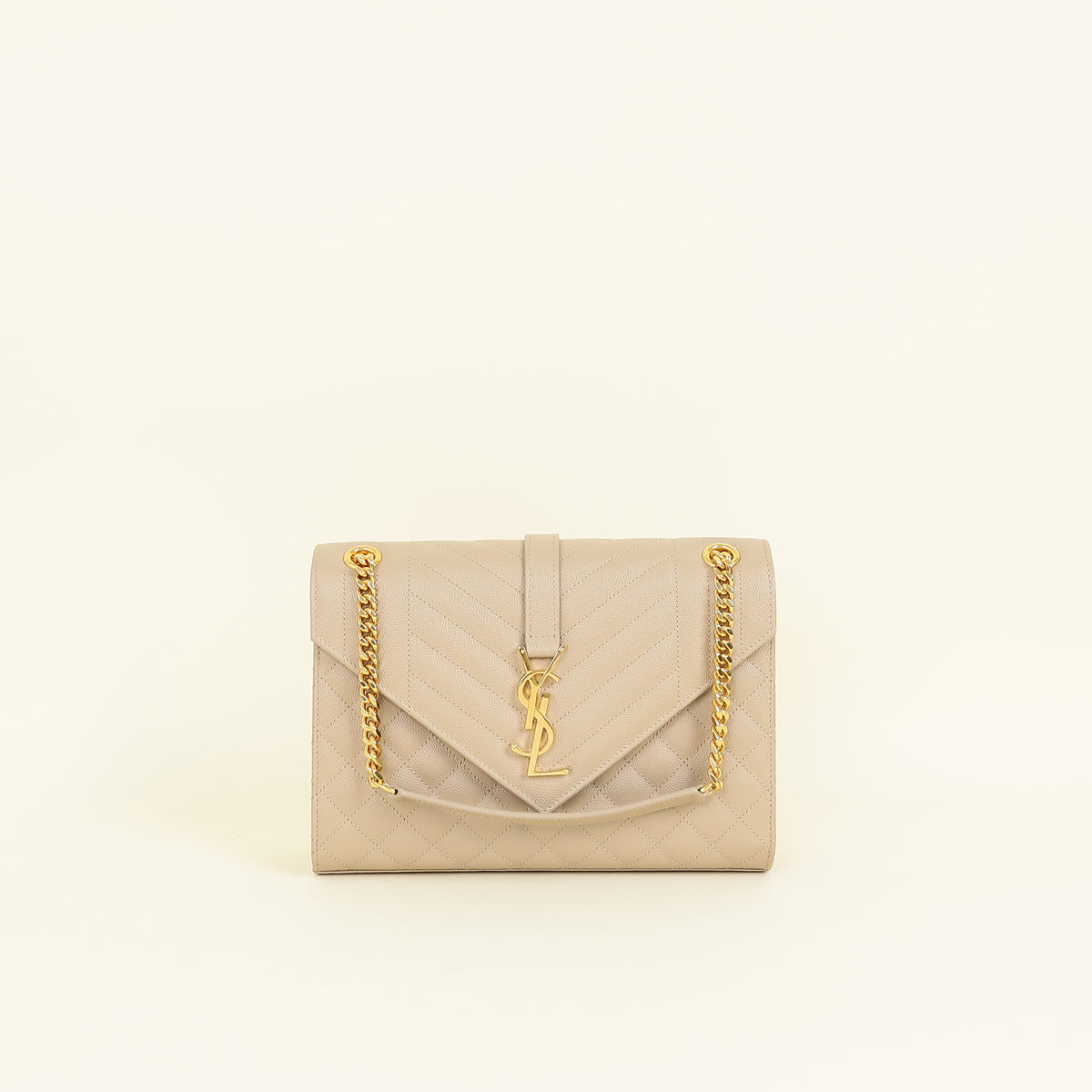 YSL Dark Beige Mix Quilted Envelope Medium Shoulder Bag