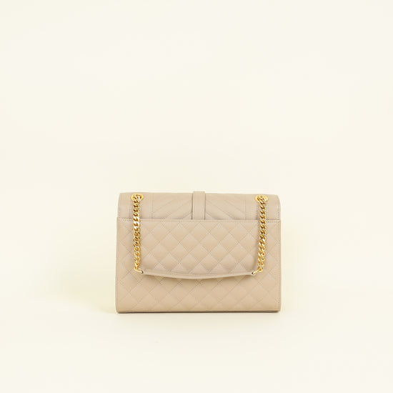 YSL Dark Beige Mix Quilted Envelope Medium Shoulder Bag