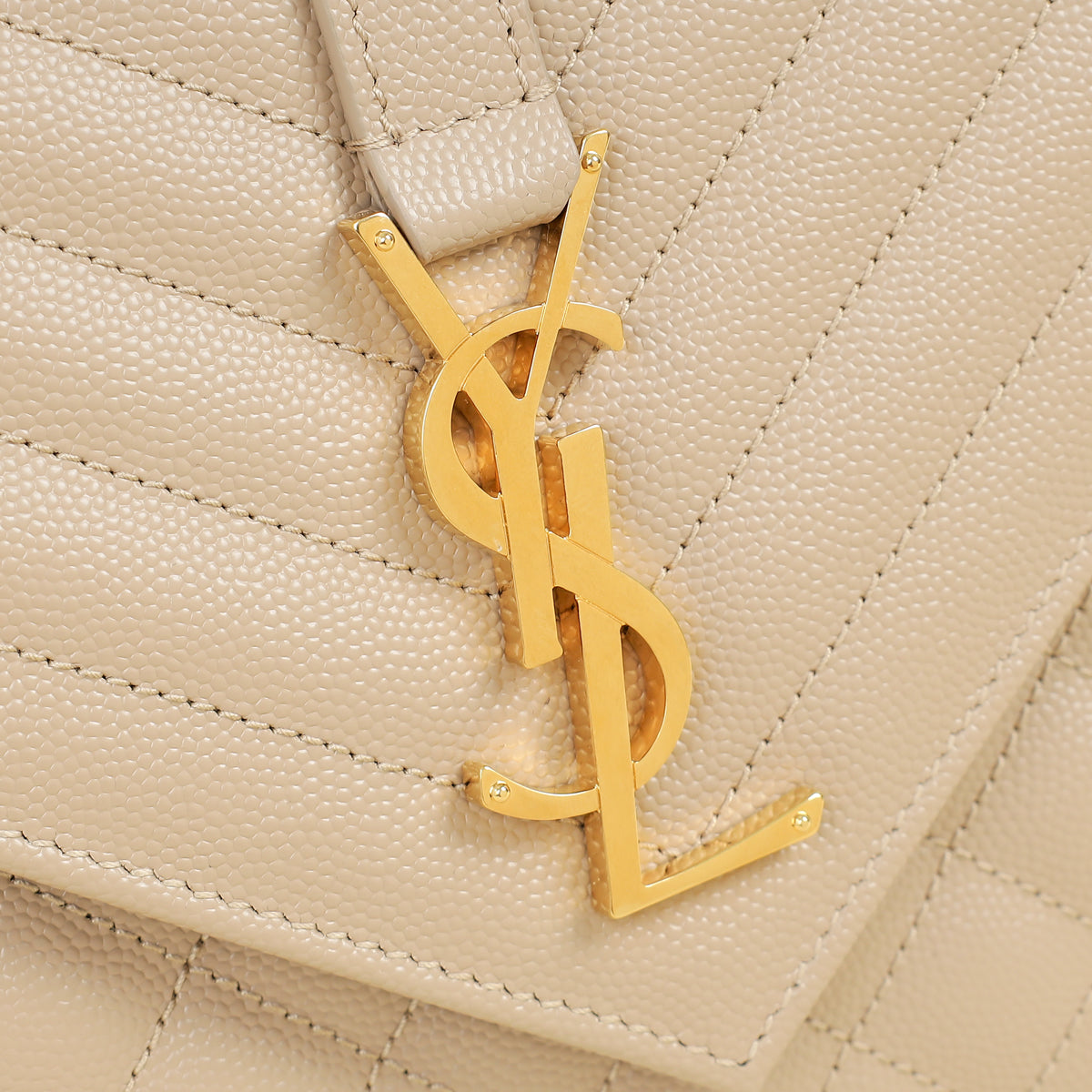 YSL Dark Beige Mix Quilted Envelope Medium Shoulder Bag