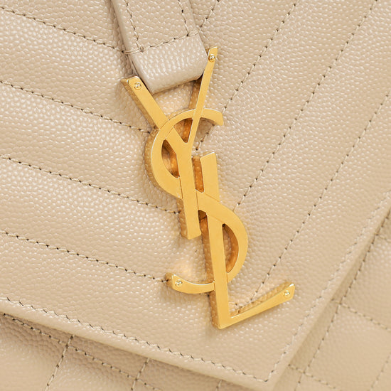 YSL Dark Beige Mix Quilted Envelope Medium Shoulder Bag