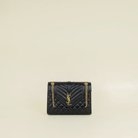 YSL Black Mix Quilted Envelope Medium Shoulder Bag