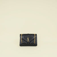 YSL Black Mix Matelasse Flap Medium Shoulder Bag