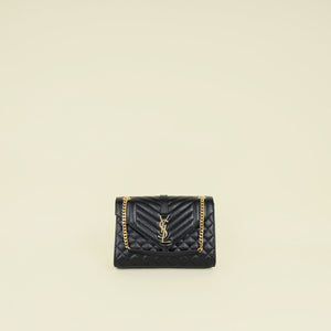 YSL Black Mix Matelasse Flap Medium Shoulder Bag