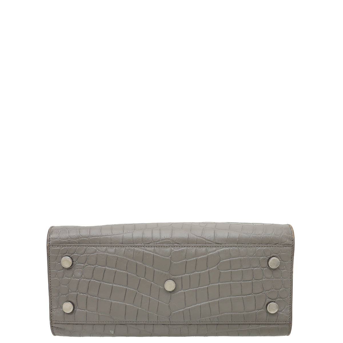 YSL Gray Baby Croco Embossed Sac De Jour Bag