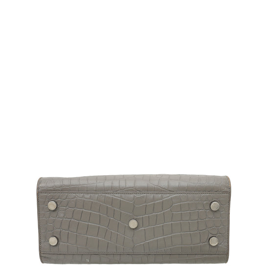 YSL Gray Baby Croco Embossed Sac De Jour Bag – The Closet