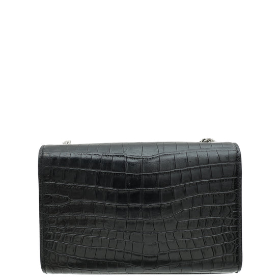 YSL Black Croco Embossed Kate Tassel Small Chain Bag