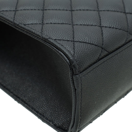YSL Black Mixed Quilt Envelope Flap Large Bag