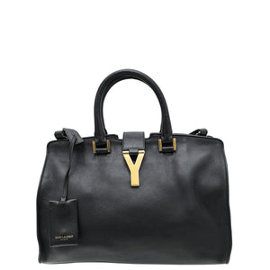 YSL Black Classic Y Cabas Small Tote Bag