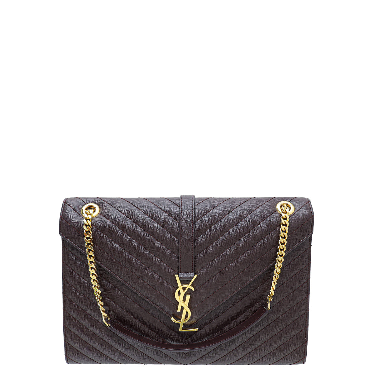 YSL Burgundy Monogram Satchel Large Bag-YSL-THE CLOSET