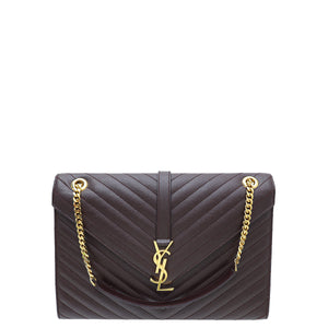 YSL حقيبة كبيرة مونوغرام باللون العنابي 