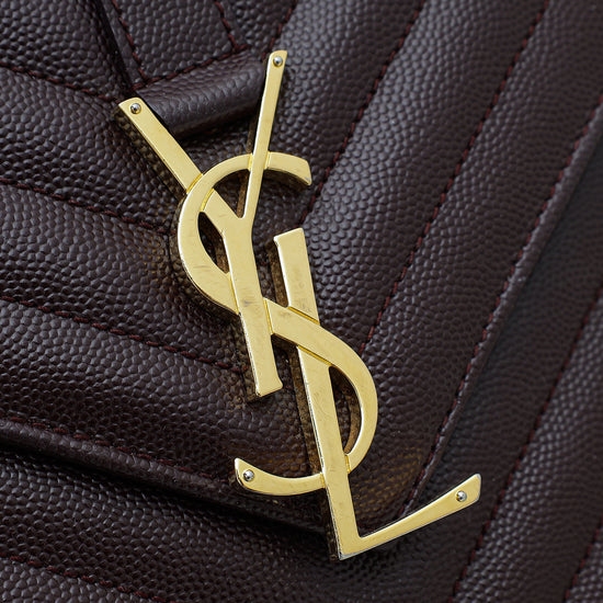 YSL Burgundy Monogram Satchel Large Bag