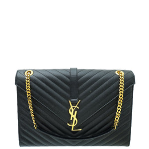 حقيبة كبيرة من YSL باللون الأسود Monogram Chevron 