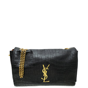 ysl أسود تماسيح منقوع كيس متوسط ​​كيت القابل للانعكاس
