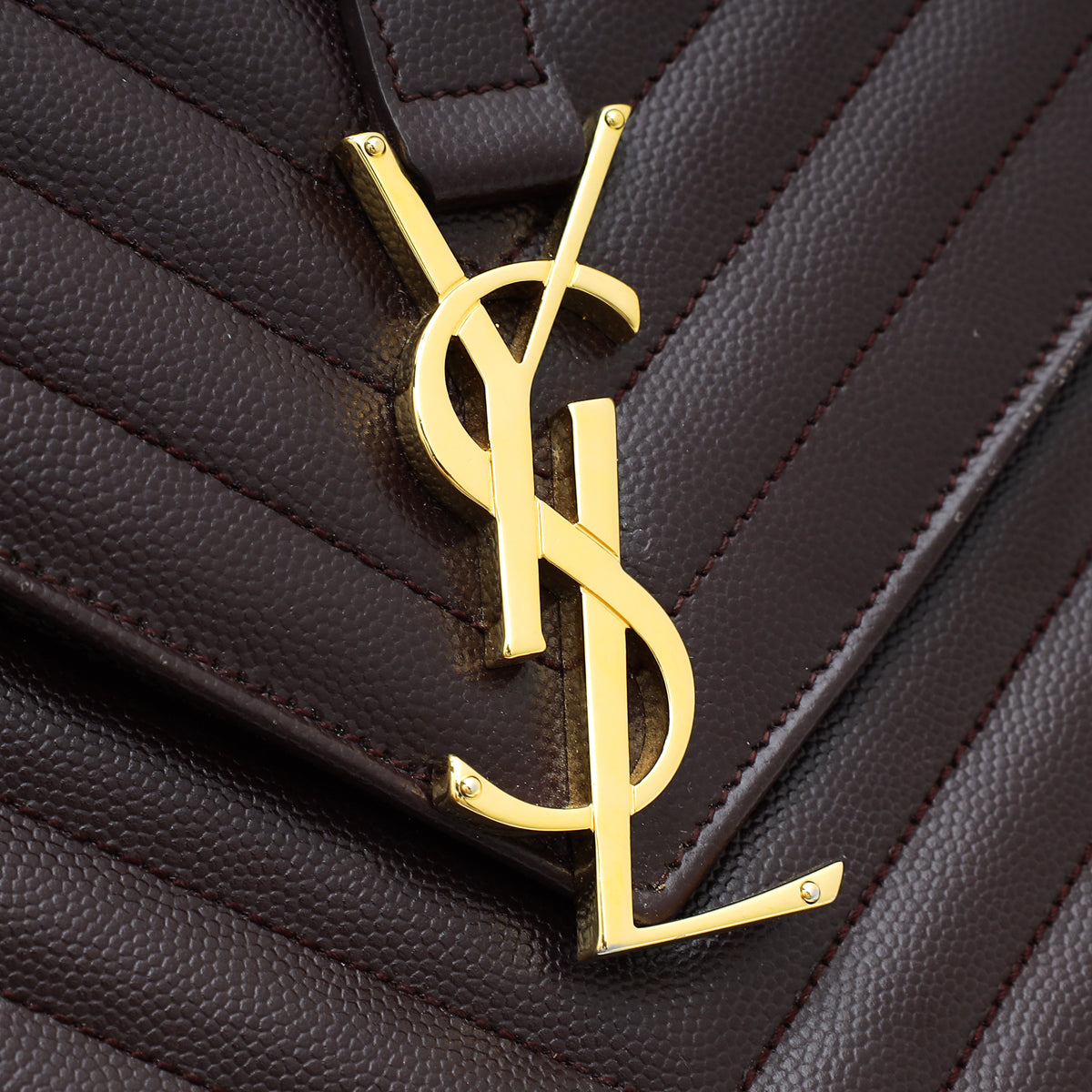 YSL Burgundy Monogram Chevron Satchel Large Bag