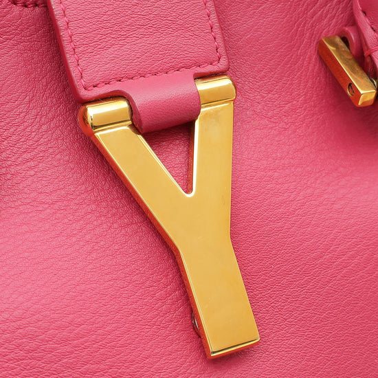 YSL Fuchsia Classic Y Cabas Tote Small Bag