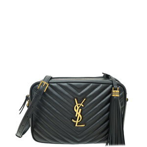 YSL حقيبة كاميرا سوداء Monogram Lou Tassel 