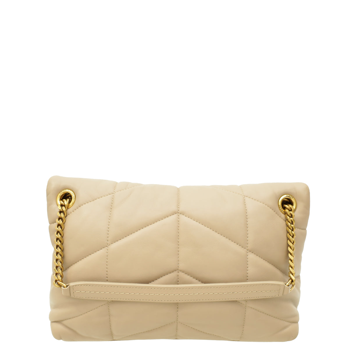 YSL Nude Beige Puffer Small Flap Shoulder Bag