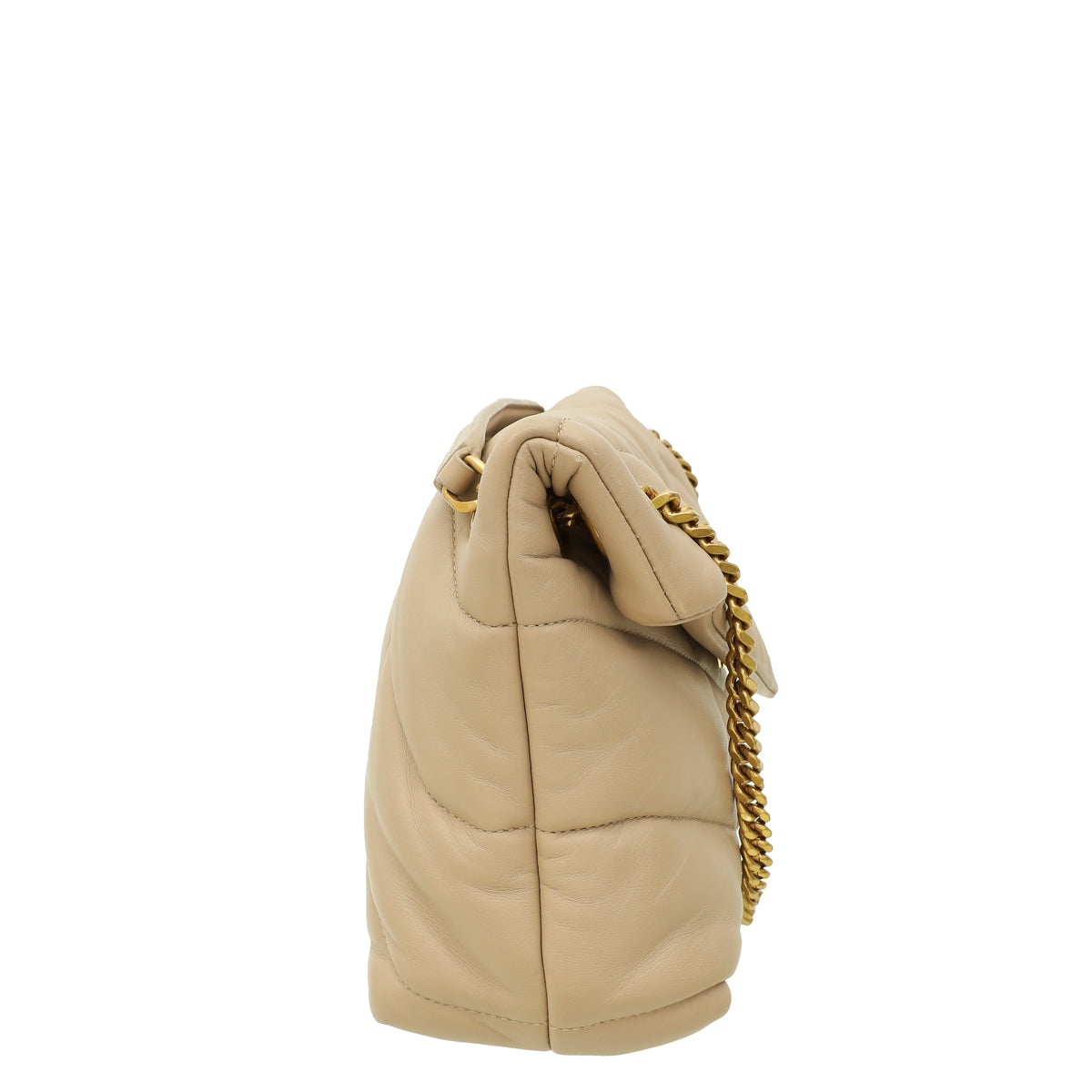 YSL Nude Beige Puffer Small Flap Shoulder Bag