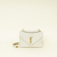 YSL Vintage Blanc College Quilted Leather Medium Bag