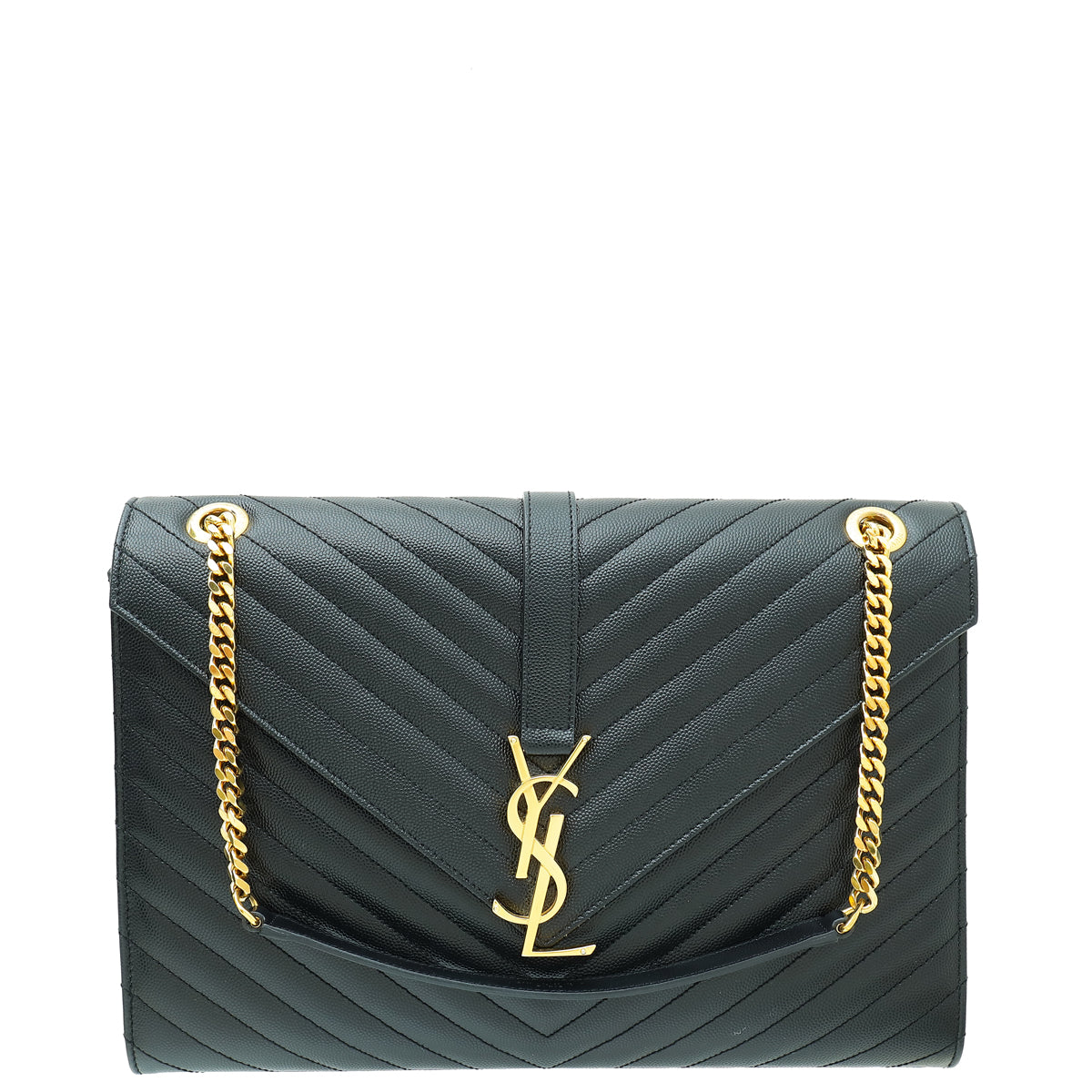 YSL Black Monogram Envelope Large Satchel Bag-YSL-THE CLOSET