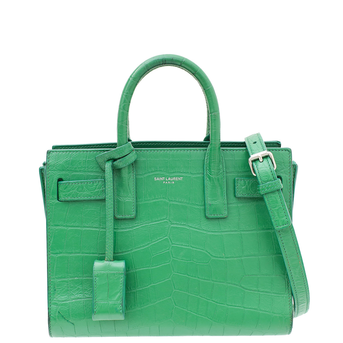 YSL Green Croco Embossed Sac De Jour Nano Bag-YSL-THE CLOSET