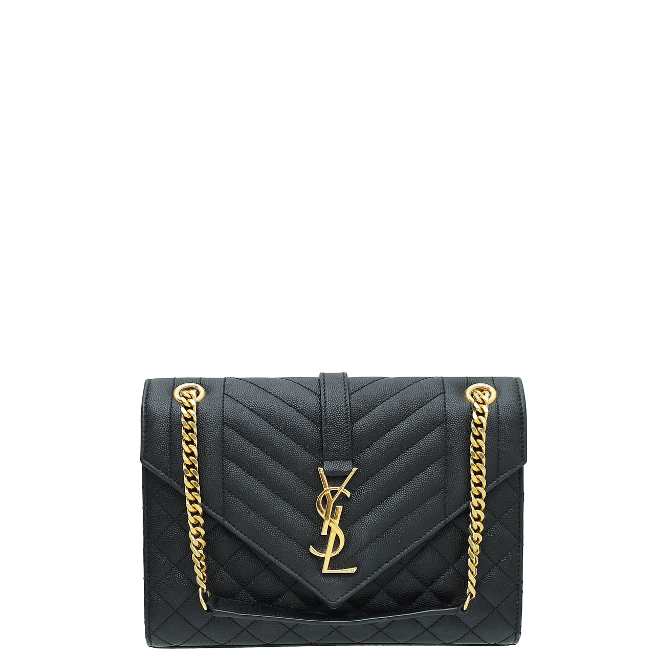 YSL Black Mixed Quilt Envelope Flap Medium Bag – The Closet