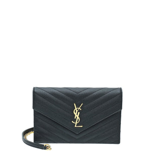YSL - محفظة سلسلة مغلف باللون البيج