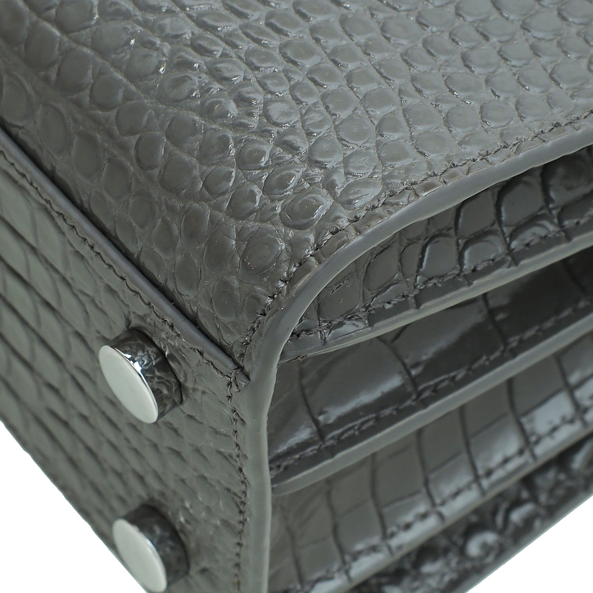 YSL Grey Croco Embossed Sac De Jour Nano Bag – The Closet