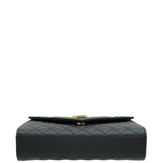 YSL Noir Mix Quilted Envelope Medium Shoulder Bag