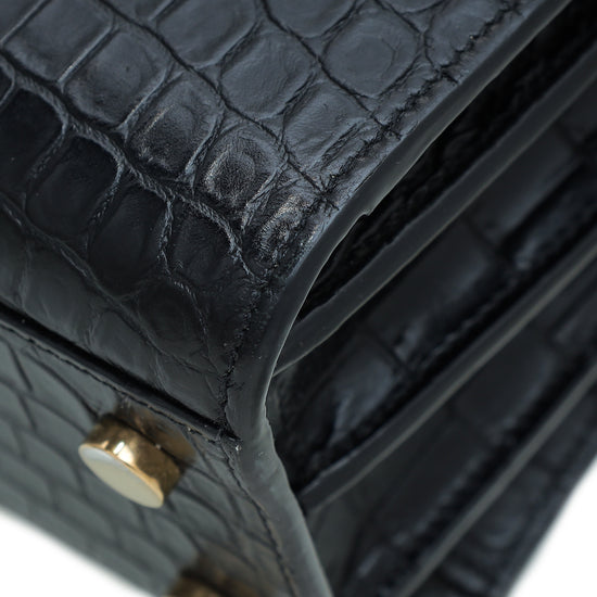 YSL Black Croc Embossed Nano Sac De Jour Bag