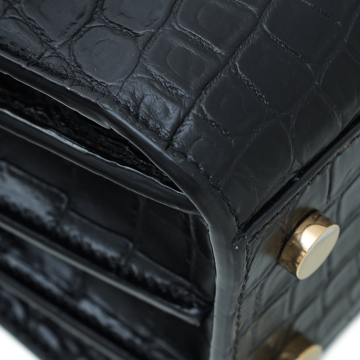 YSL Black Croc Embossed Nano Sac De Jour Bag