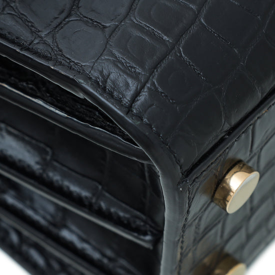 YSL Black Croc Embossed Nano Sac De Jour Bag