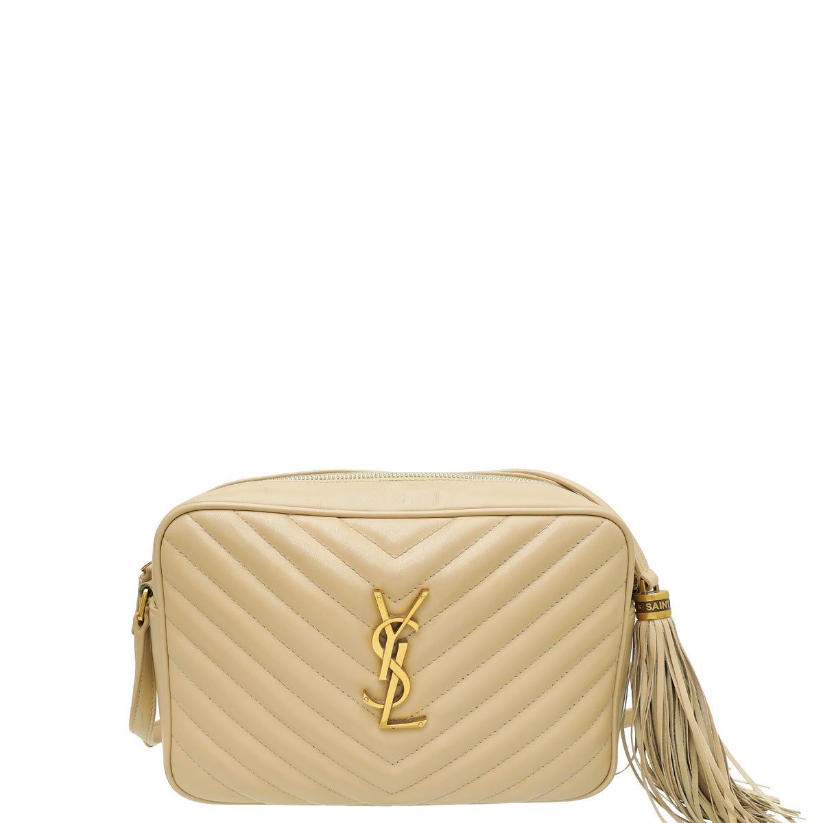 YSL Beige Monogram Lou Tassel Camera Bag-YSL-THE CLOSET