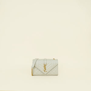 YSL Vintage White Mix Quilt Envelope Small Chain Bag
