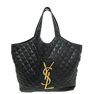 حقيبة تسوق ماكسي مبطنة باللون الأسود من YSL 