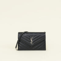 YSL Black Cassandre Envelope Chain Wallet