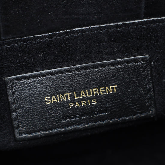 YSL Black Croco Embossed Sunset Medium Bag