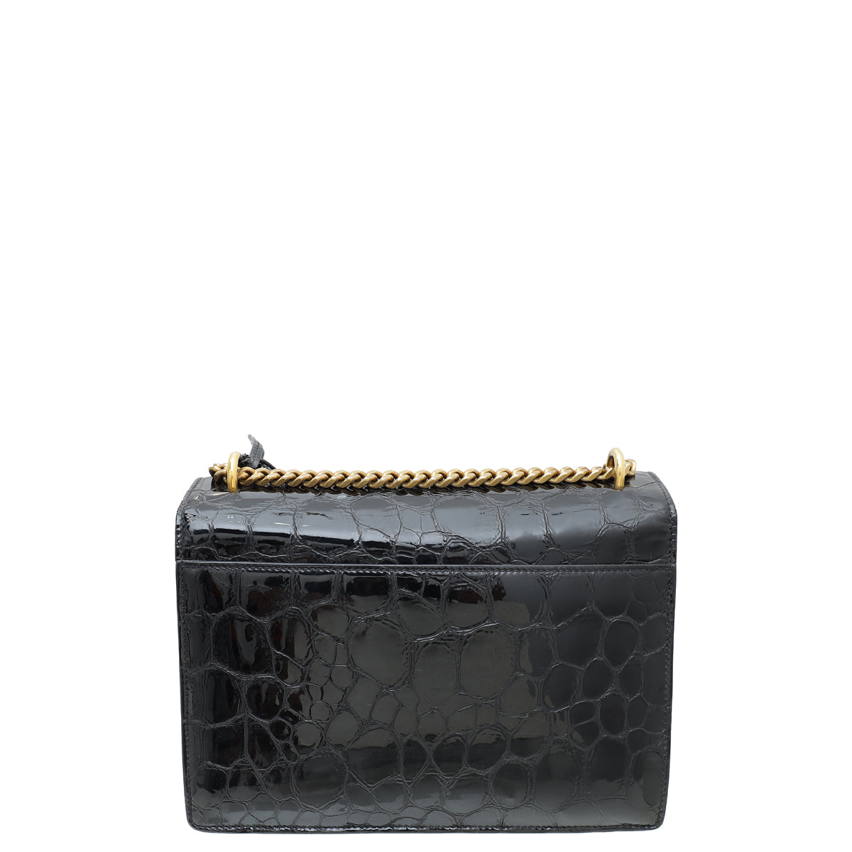 YSL Black Croco Embossed Sunset Medium Bag-YSL-THE CLOSET