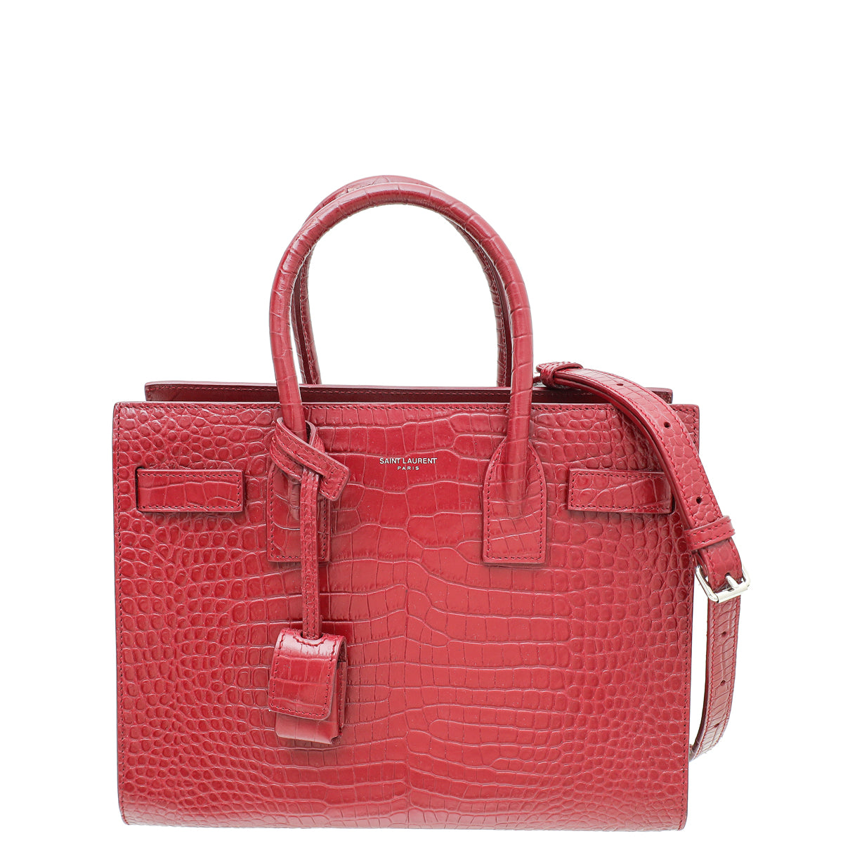 YSL Burgundy Croc Sac De Jour Baby Bag-YSL-THE CLOSET