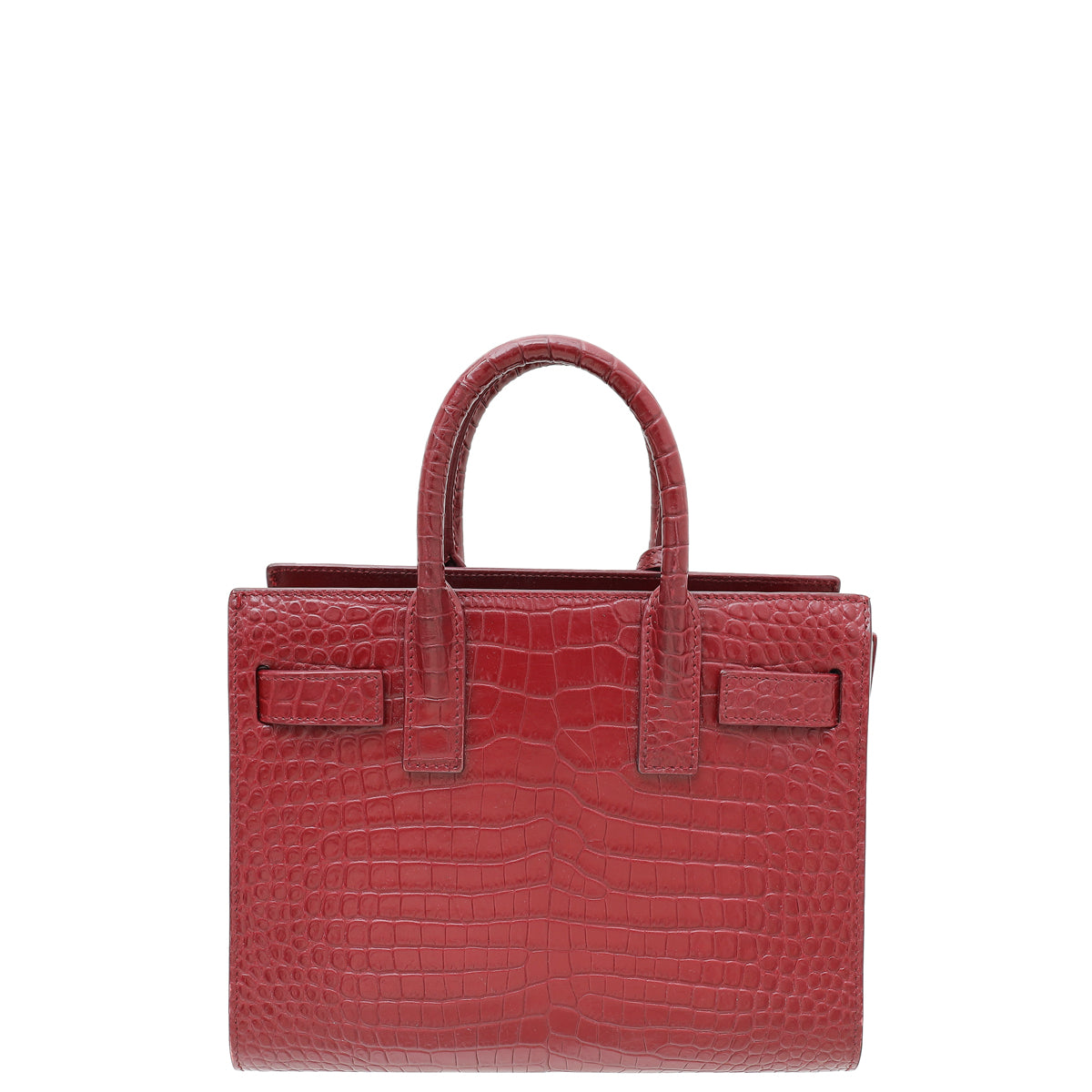 YSL Burgundy Croco Embossed Sac De Jour Nano Bag-YSL-THE CLOSET