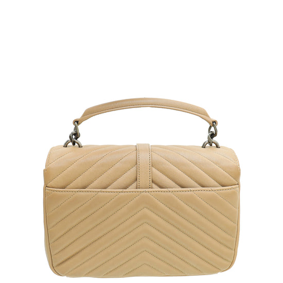 YSL Dark Beige College Chevron Medium Bag