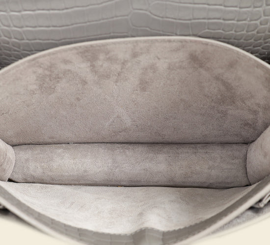 YSL Grey Sunset Croco Embossed Medium Bag