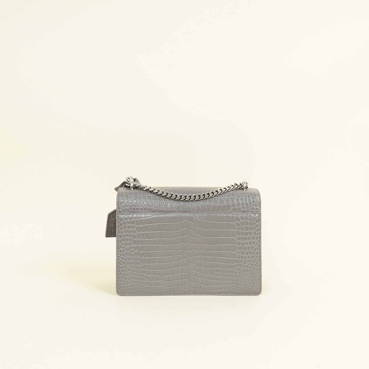 YSL Grey Sunset Croco Embossed Medium Bag