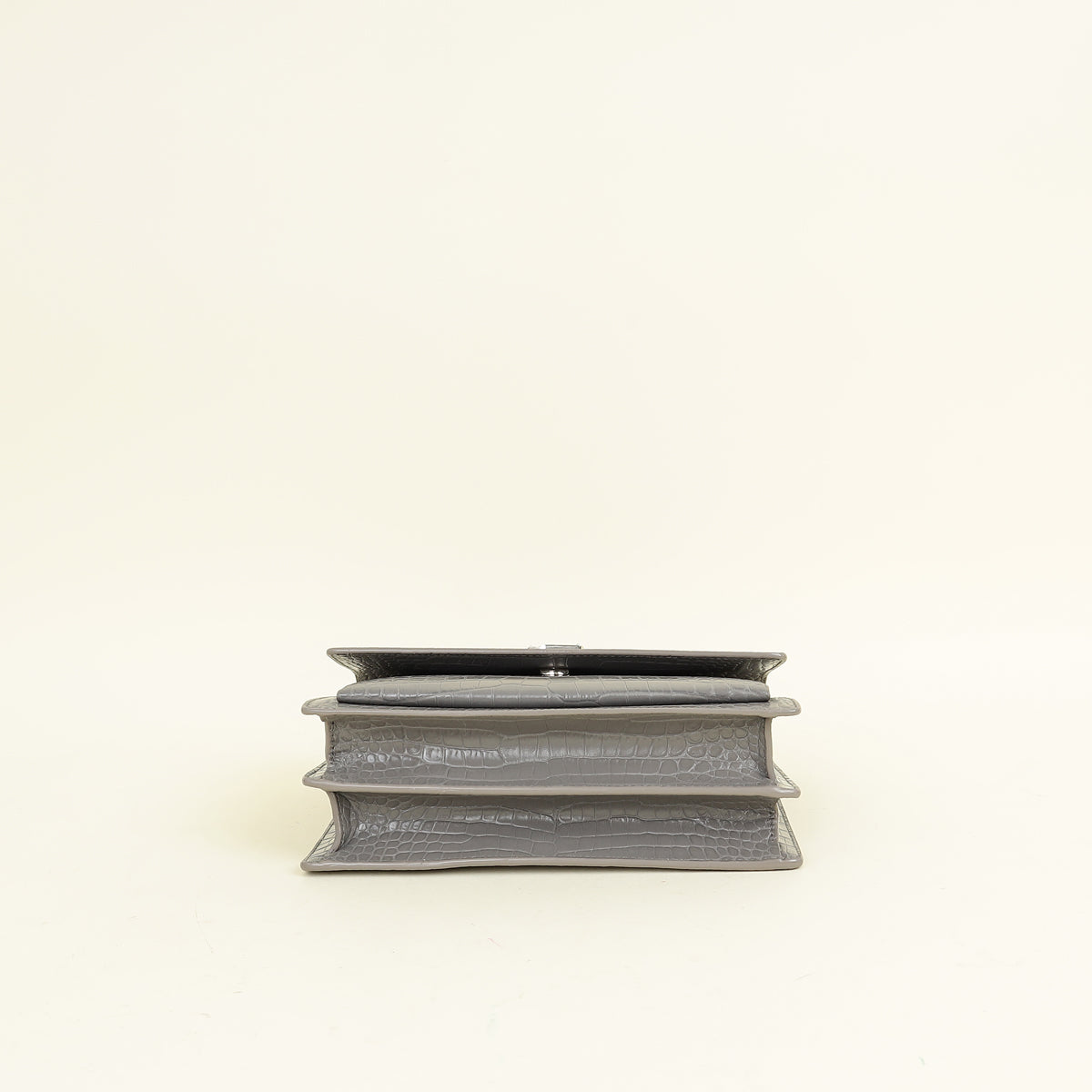 YSL Grey Sunset Croco Embossed Medium Bag